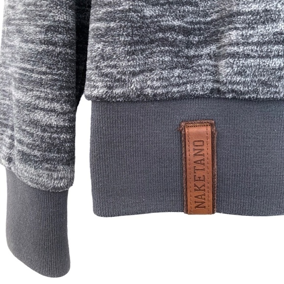 NAKETANO Juberagend II Asymmetrical Zip Plush Fleece Funnel Cowl Neck Jacket - Picture 9 of 14